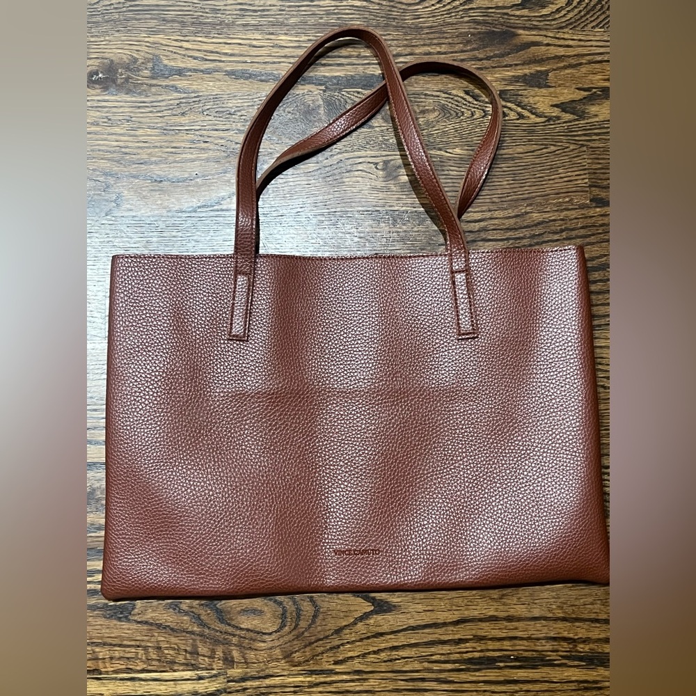 Vince Camuto Faux Leather Tote Bag - Brown with Center Stripe - Picture 2 of 4